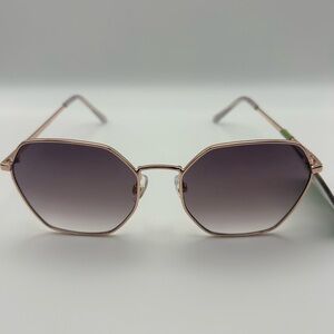 Foster Grant x Panama Jack Rose Gold Hexagonal Sunglasses